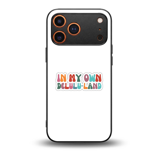 Delulu Land back phone cover | glass case for iphone 17 pro max