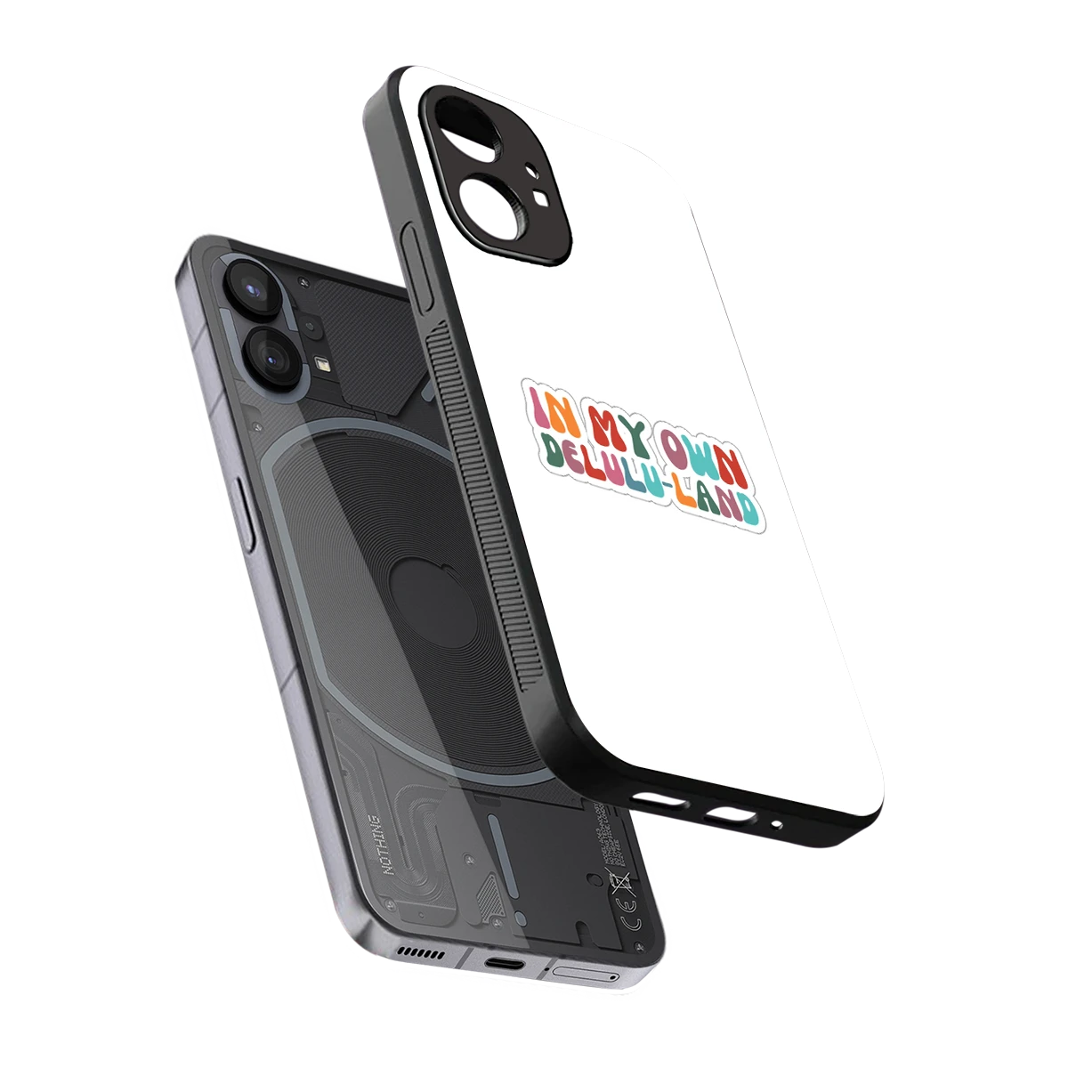 Delulu Land sleek nothing phone 1 cover with tempered glass back and TPU edges