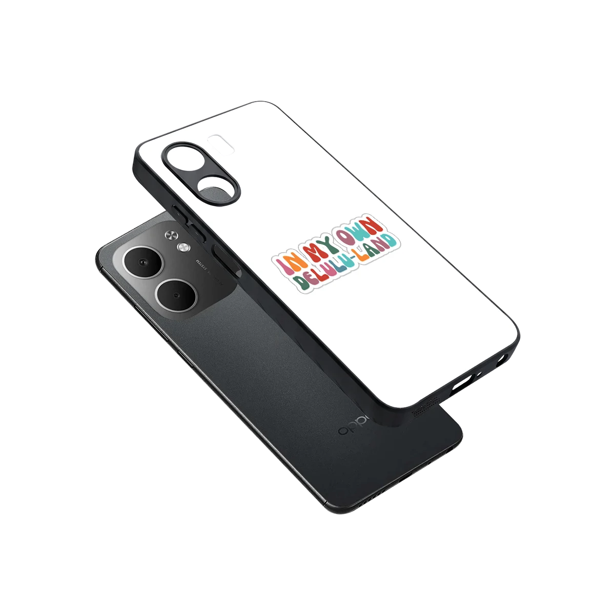 Delulu Land sleek oppo a5x 5g cover with tempered glass back and TPU edges