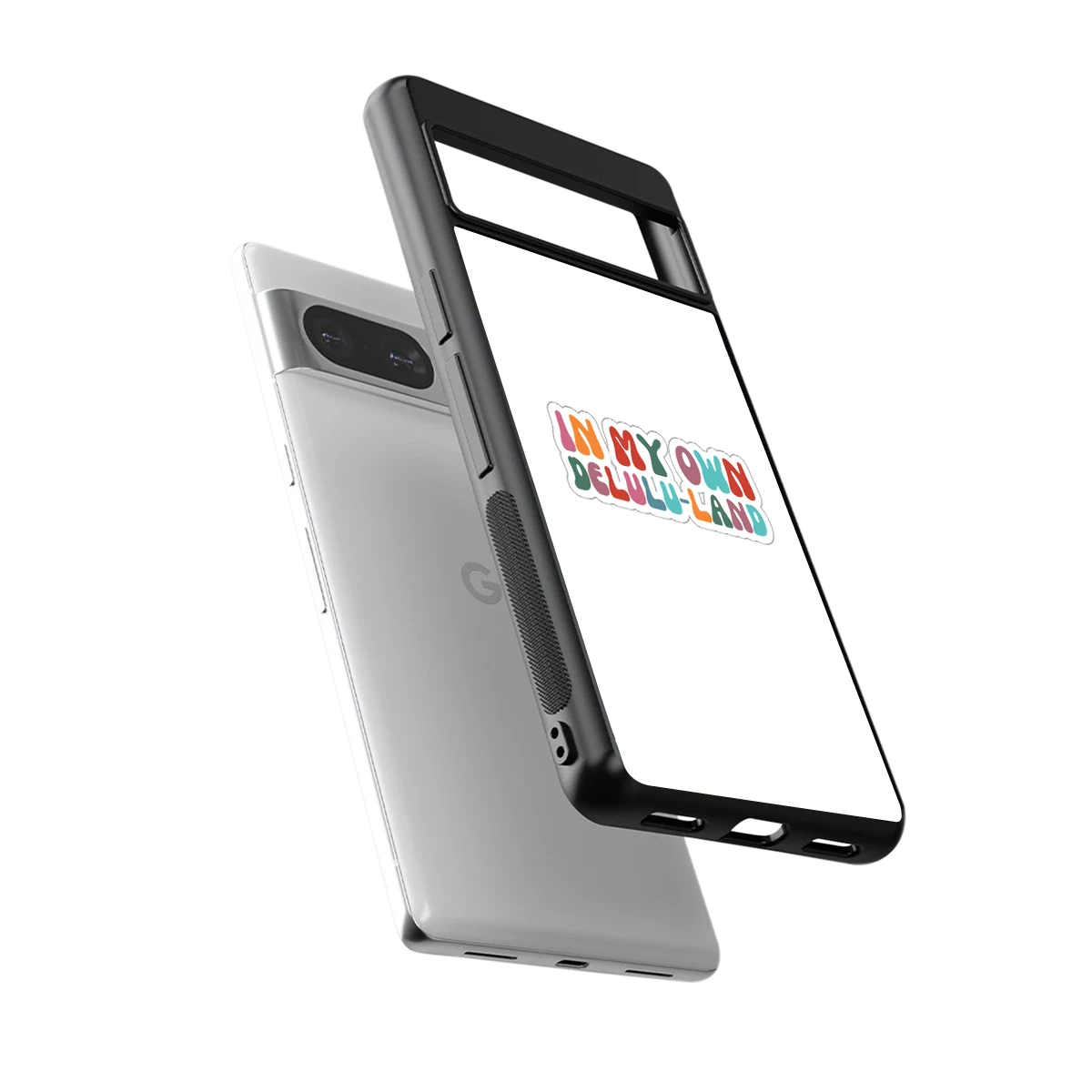 Delulu Land sleek google pixel 8 cover with tempered glass back and TPU edges