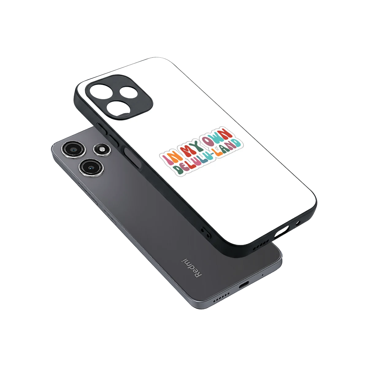 Delulu Land sleek redmi 12 5g cover with tempered glass back and TPU edges