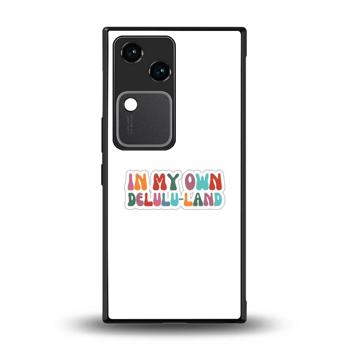Delulu Land back phone cover | glass case for vivo v30