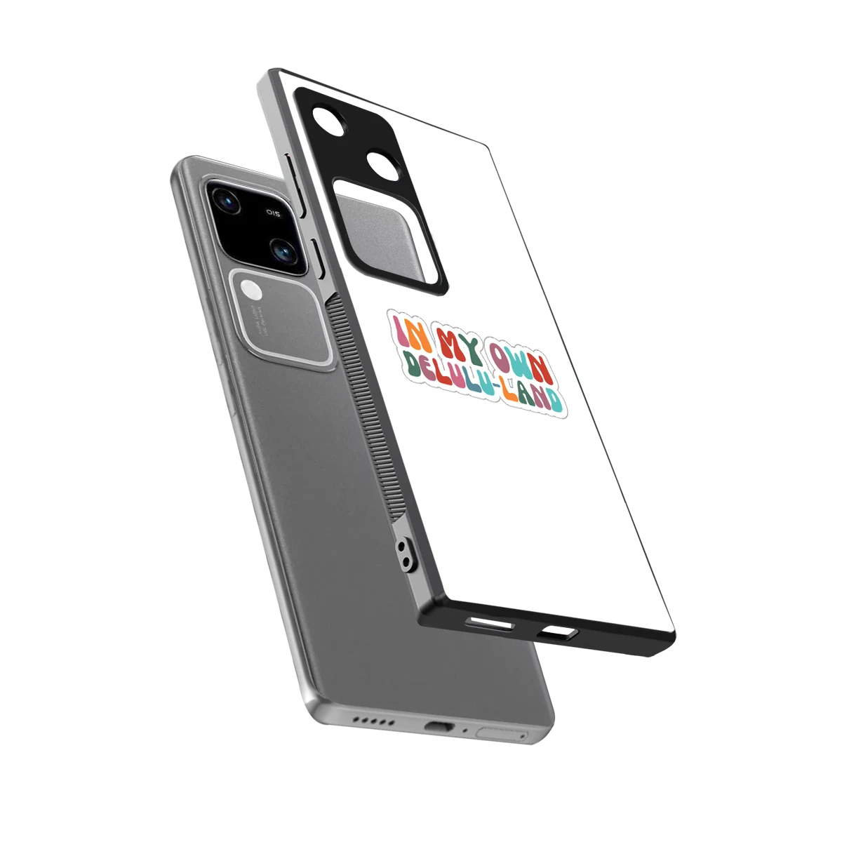 Delulu Land sleek vivo v30 cover with tempered glass back and TPU edges