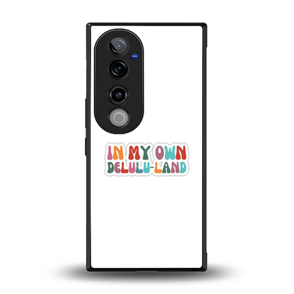 Delulu Land back phone cover | glass case for vivo v40 pro