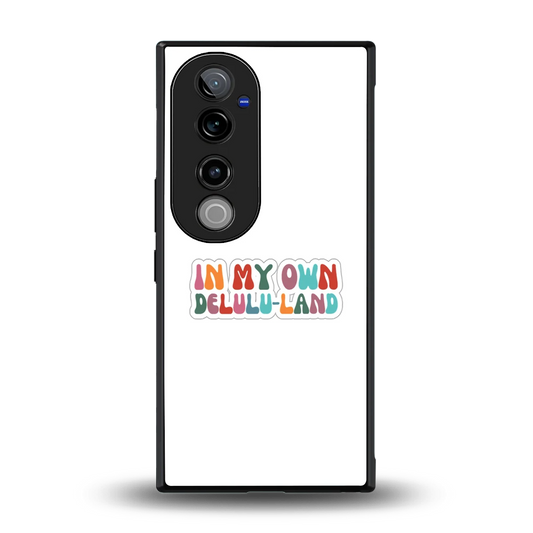 Delulu Land back phone cover | glass case for vivo v40 pro