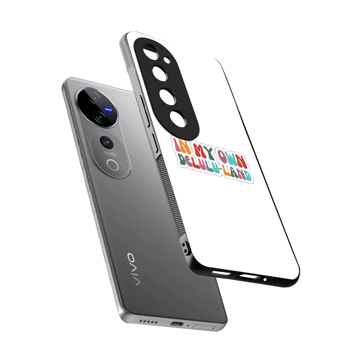 Delulu Land sleek vivo v40 pro cover with tempered glass back and TPU edges