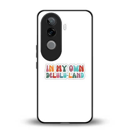 Delulu Land back phone cover | glass case for vivo v40e