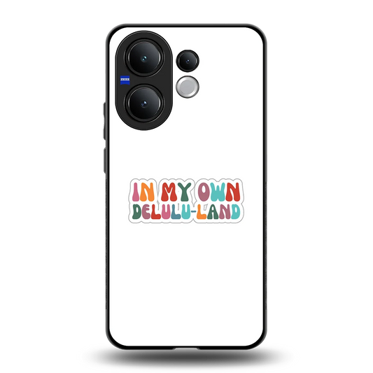 Delulu Land back phone cover | glass case for vivo v60