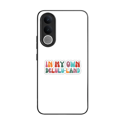 Delulu Land back phone cover | glass case for vivo v70 fe