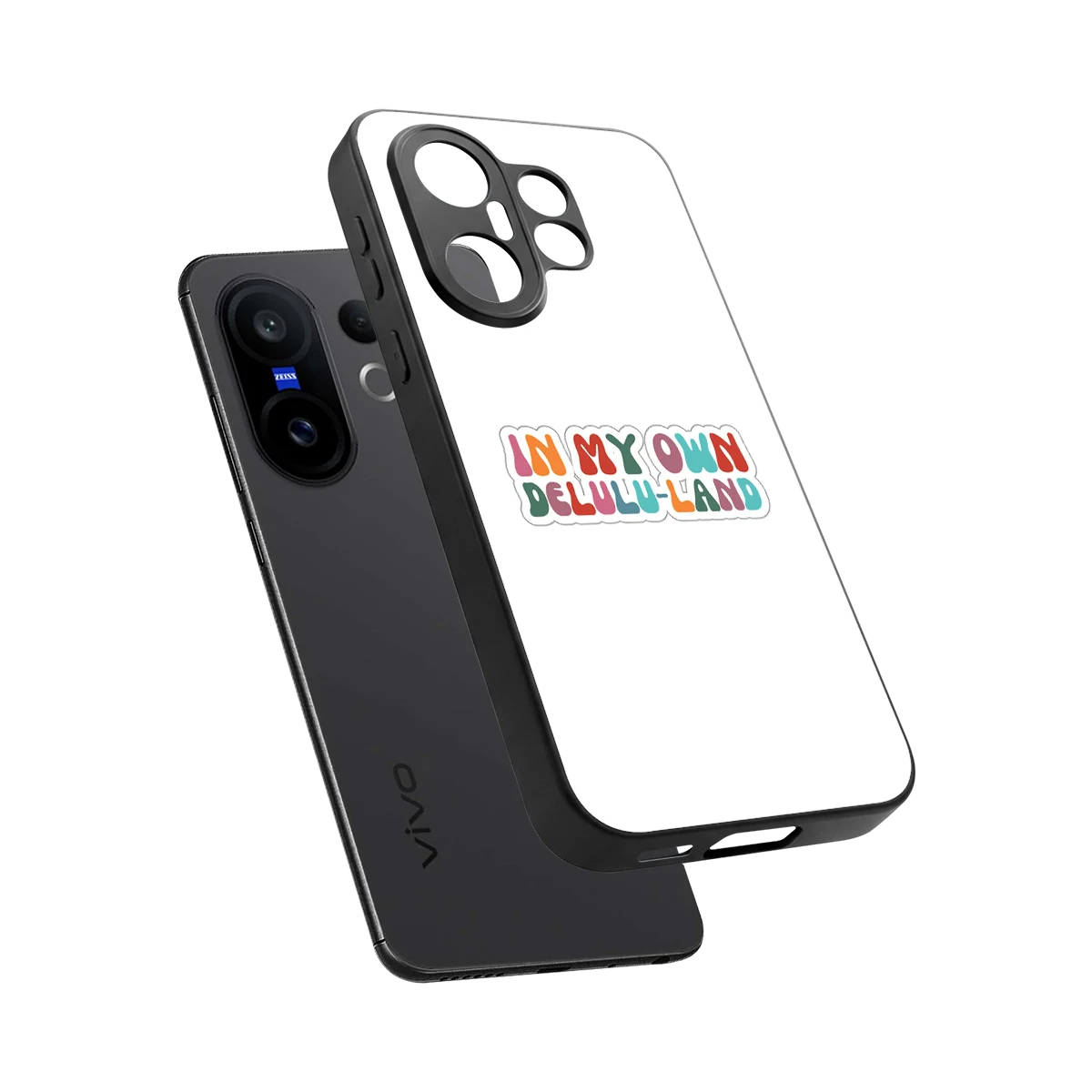 Delulu Land sleek vivo x200 fe cover with tempered glass back and TPU edges