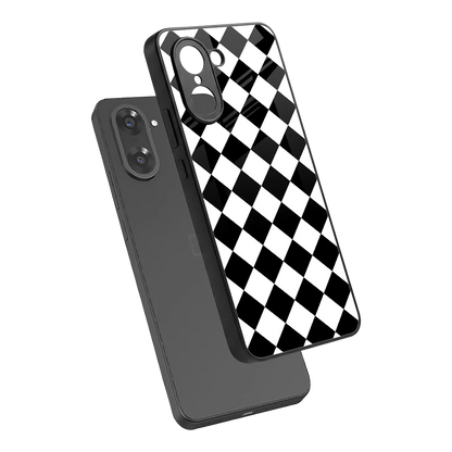 Diamond Check sleek oneplus nord ce5 5g cover with tempered glass back and TPU edges