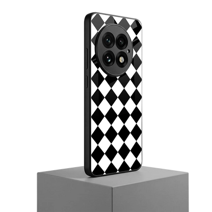 Diamond Check oneplus 13 mobile cover | shockproof glass phone case
