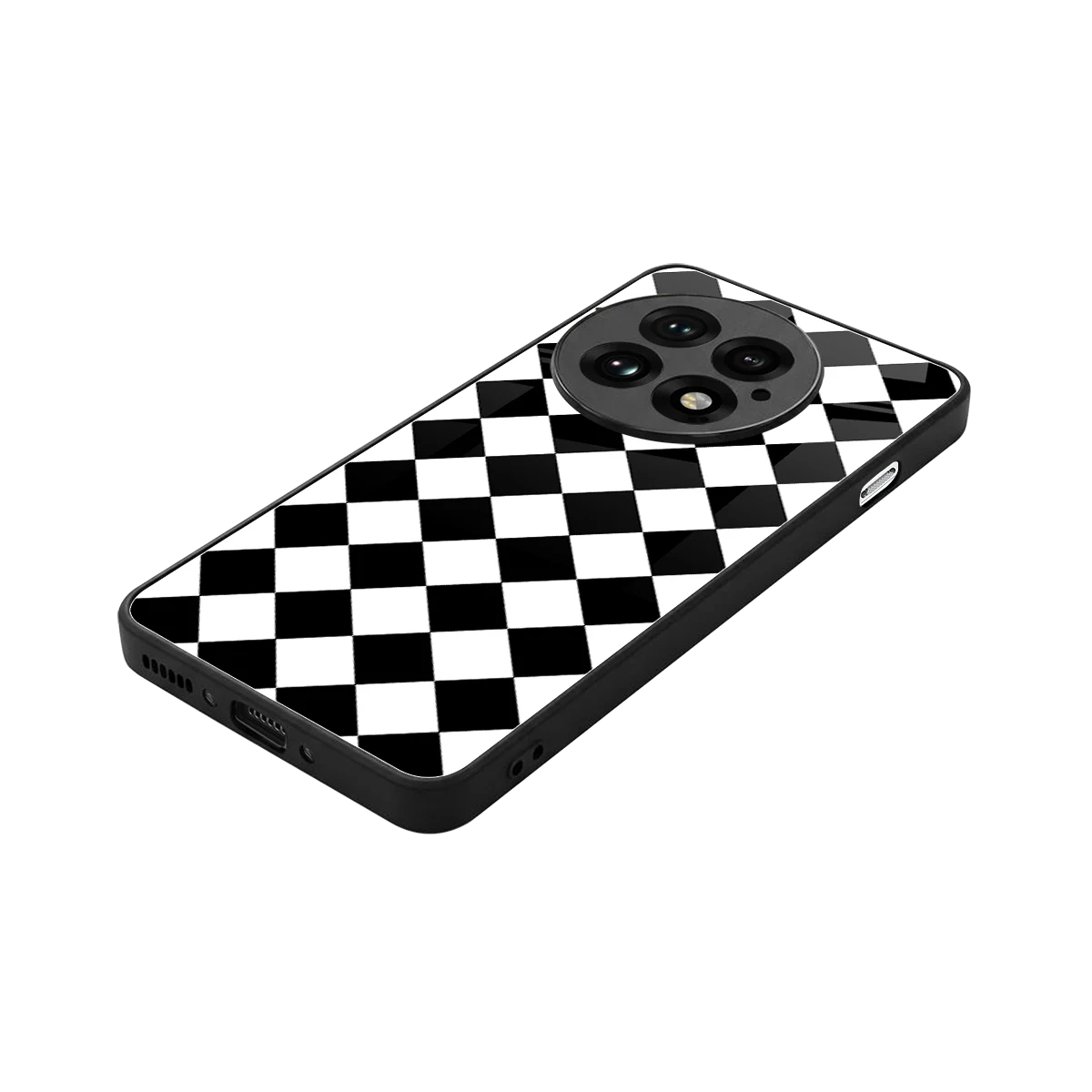Diamond Check stylish phone case for oneplus 13 | glossy glass and slim fit