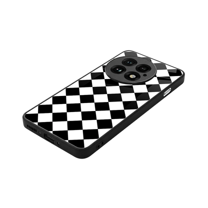 Diamond Check stylish phone case for oneplus 13 | glossy glass and slim fit