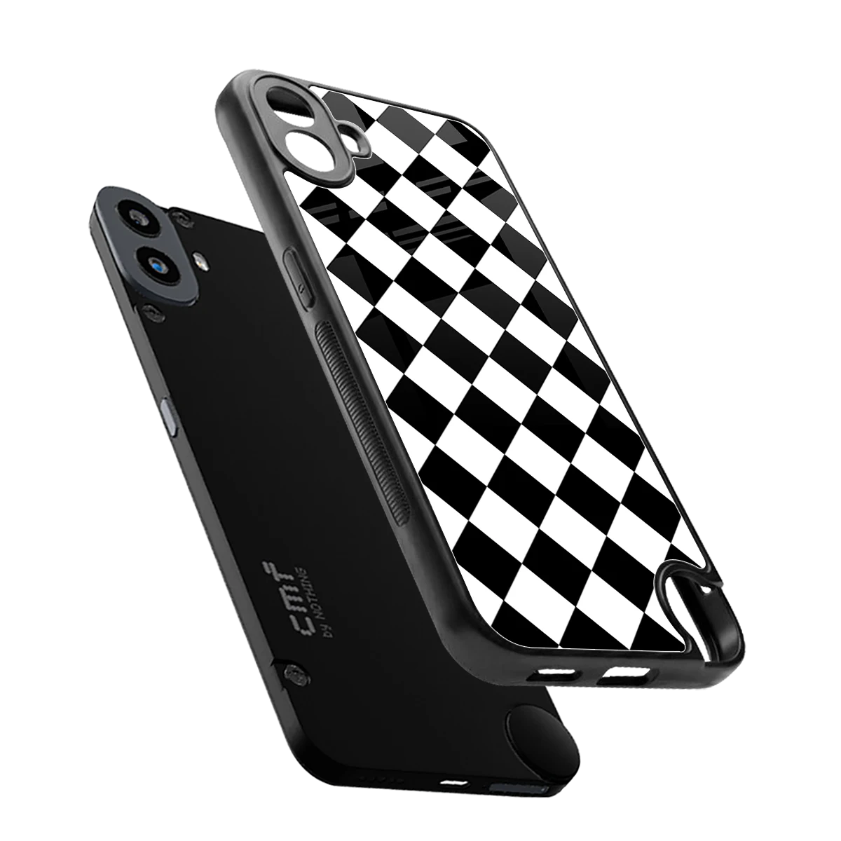 Diamond Check sleek cmf nothing phone 1 cover with tempered glass back and TPU edges