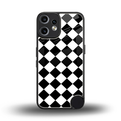 Diamond Check back phone cover | glass case for cmf nothing phone 2 pro