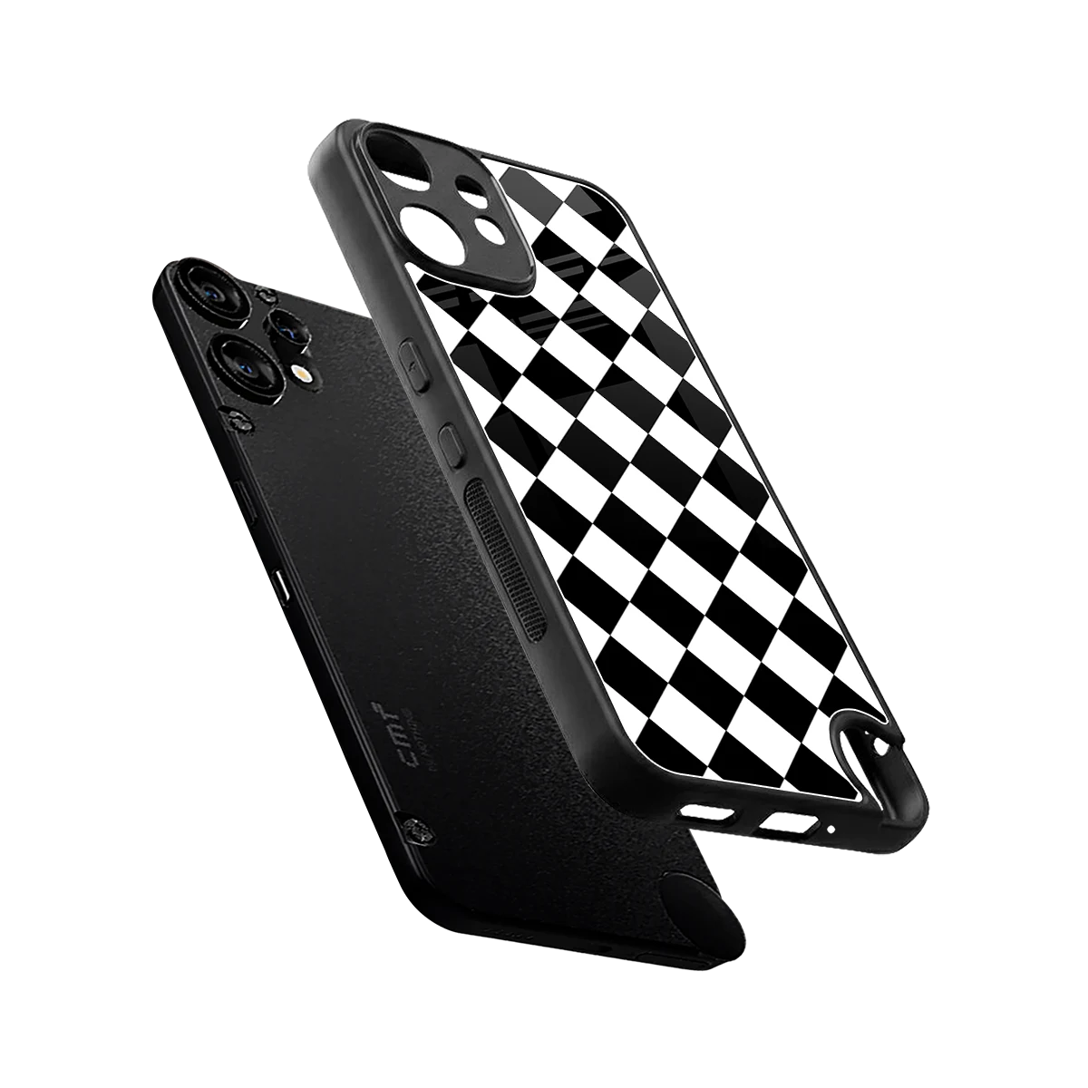 Diamond Check sleek cmf nothing phone 2 pro cover with tempered glass back and TPU edges