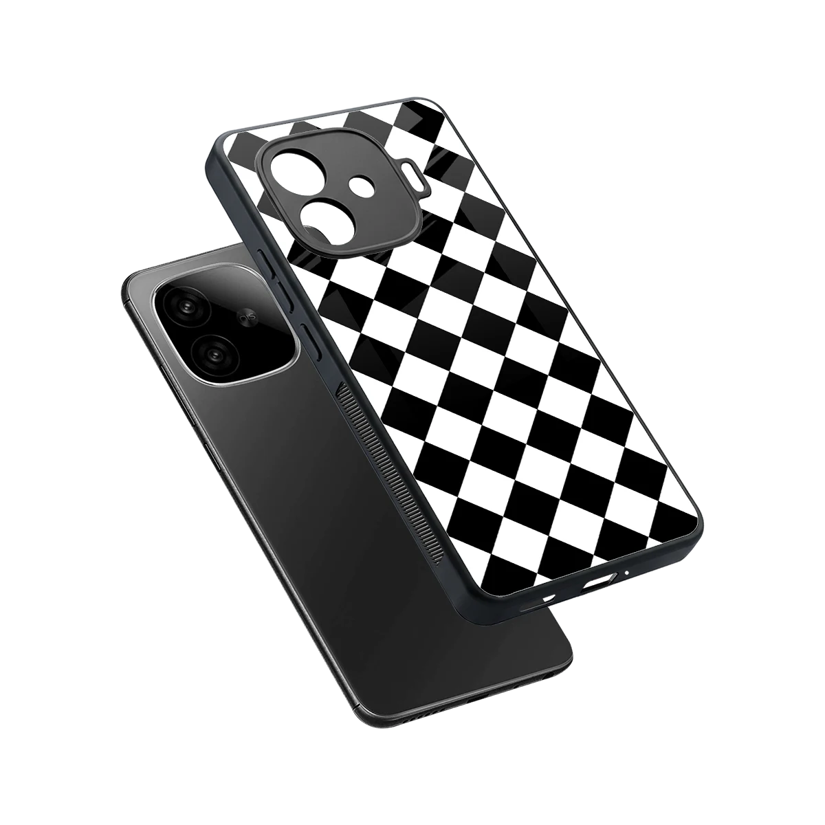 Diamond Check sleek iqoo neo 10r 5g cover with tempered glass back and TPU edges