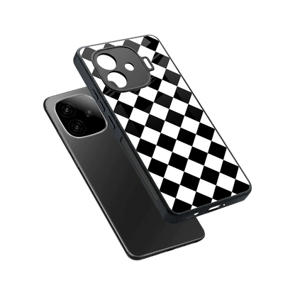 Diamond Check sleek iqoo neo 10r 5g cover with tempered glass back and TPU edges