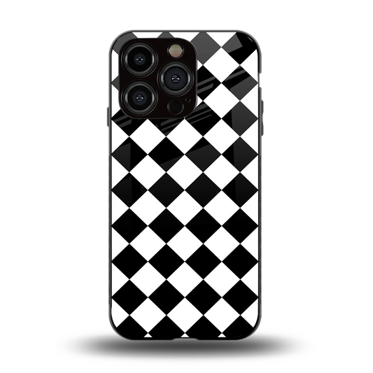 Diamond Check back phone cover | glass case for iphone 13 pro