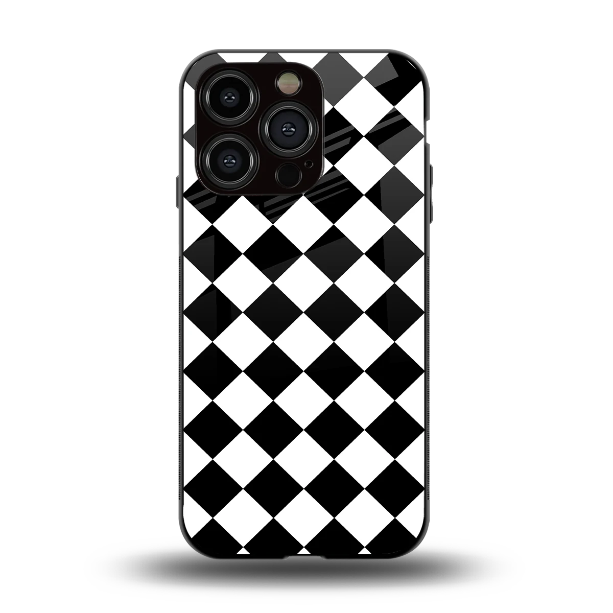 Diamond Check back phone cover | glass case for iphone 12 pro