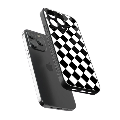 Diamond Check sleek iphone 13 pro cover with tempered glass back and TPU edges