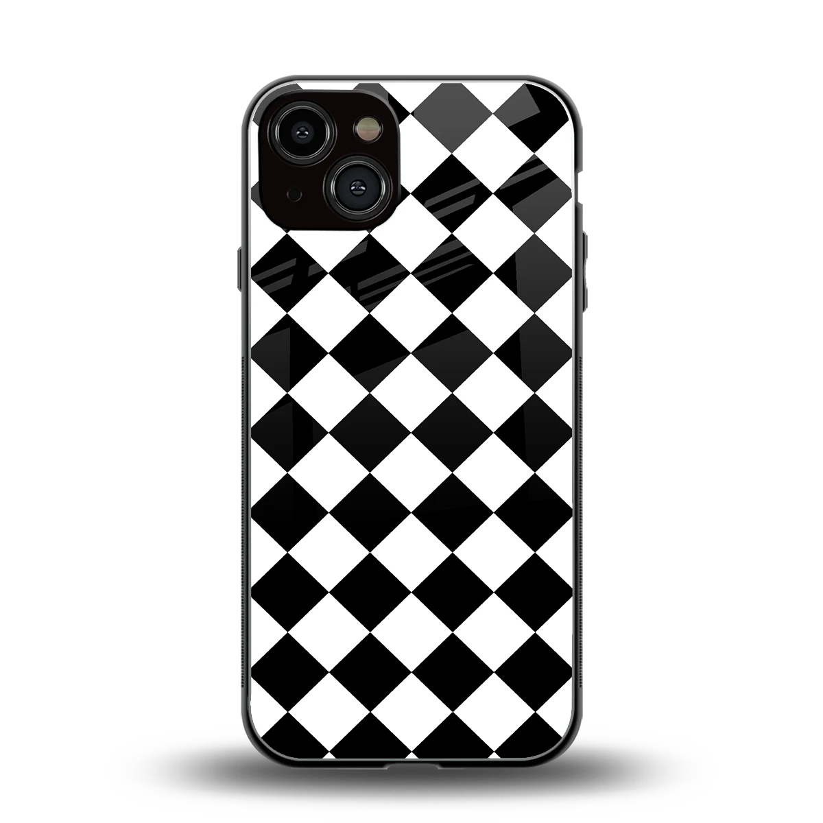 Diamond Check back phone cover | glass case for iphone 13