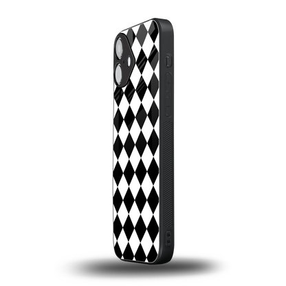Diamond Check iphone 16 plus mobile cover | shockproof glass phone case