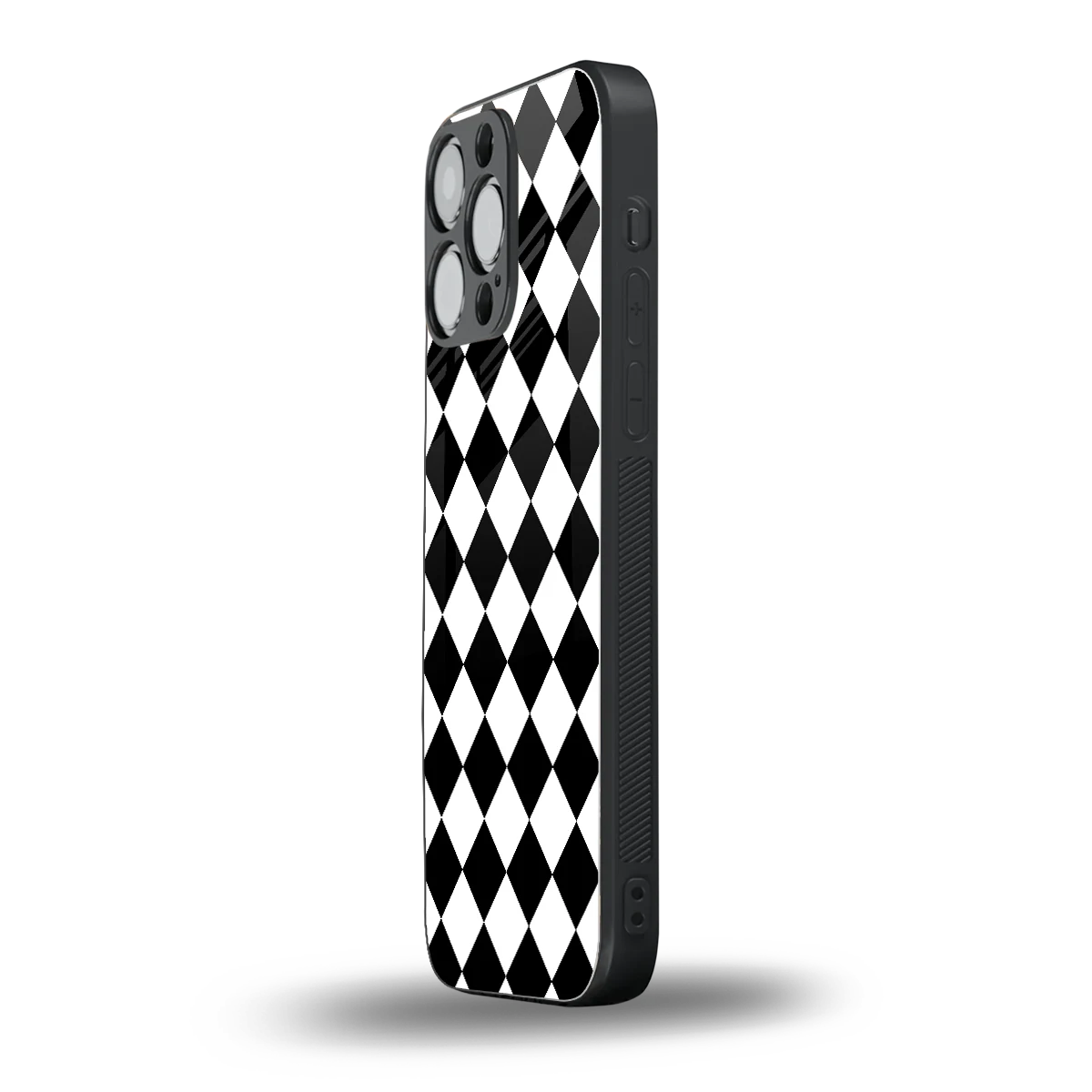 Diamond Check iphone 16 pro max mobile cover | shockproof glass phone case