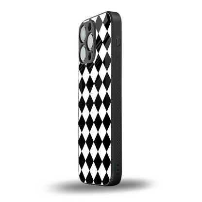 Diamond Check iphone 16 pro max mobile cover | shockproof glass phone case