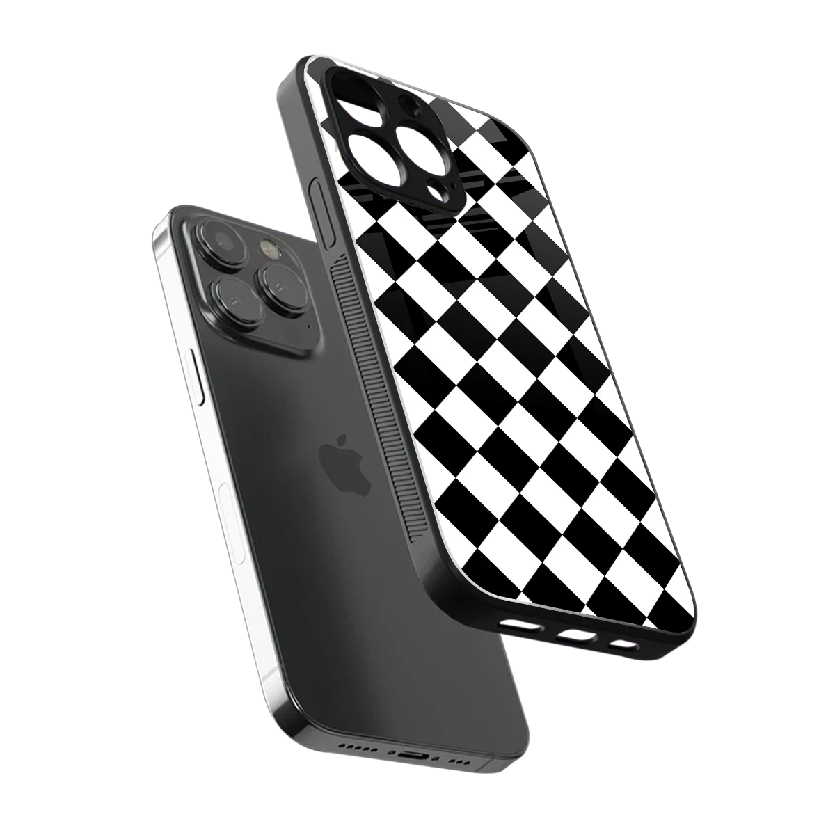 Diamond Check iphone x mobile cover | shockproof glass phone case