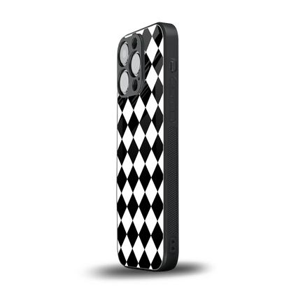 Diamond Check iphone 16 pro mobile cover | shockproof glass phone case