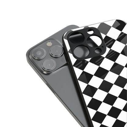 Diamond Check stylish phone case for iphone 14 pro max | glossy glass and slim fit