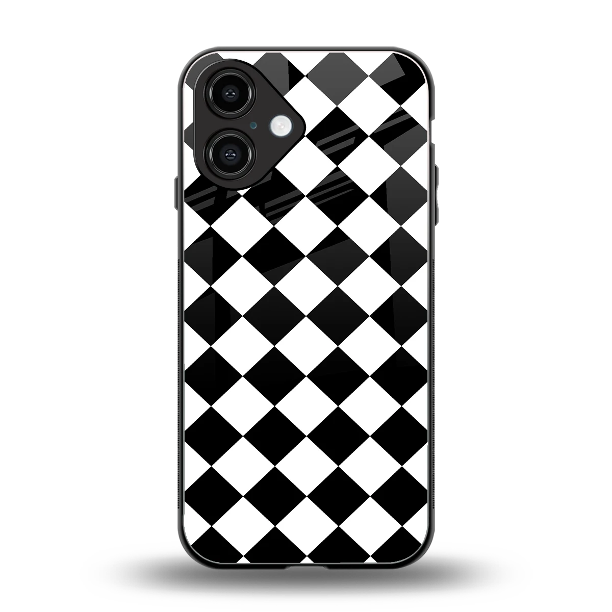 Diamond Check back phone cover | glass case for iphone 16