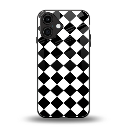 Diamond Check back phone cover | glass case for iphone 16