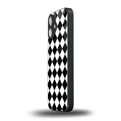Diamond Check iPhone 16 mobile cover | shockproof glass phone case
