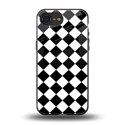 Diamond Check back phone cover | glass case for iphone 16e