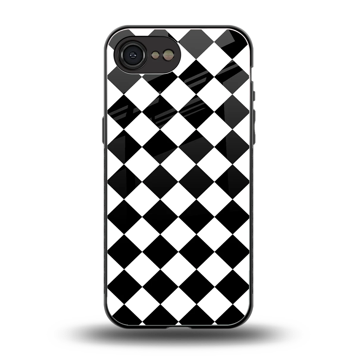 Diamond Check back phone cover | glass case for iphone 17e
