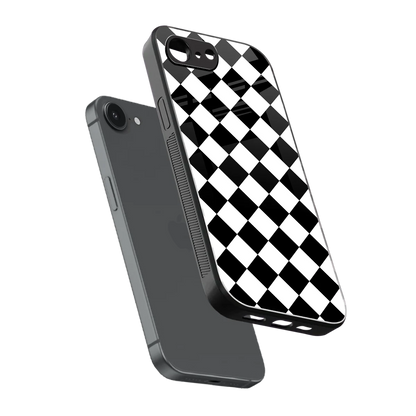 Diamond Check sleek iphone 17e cover with tempered glass back and TPU edges