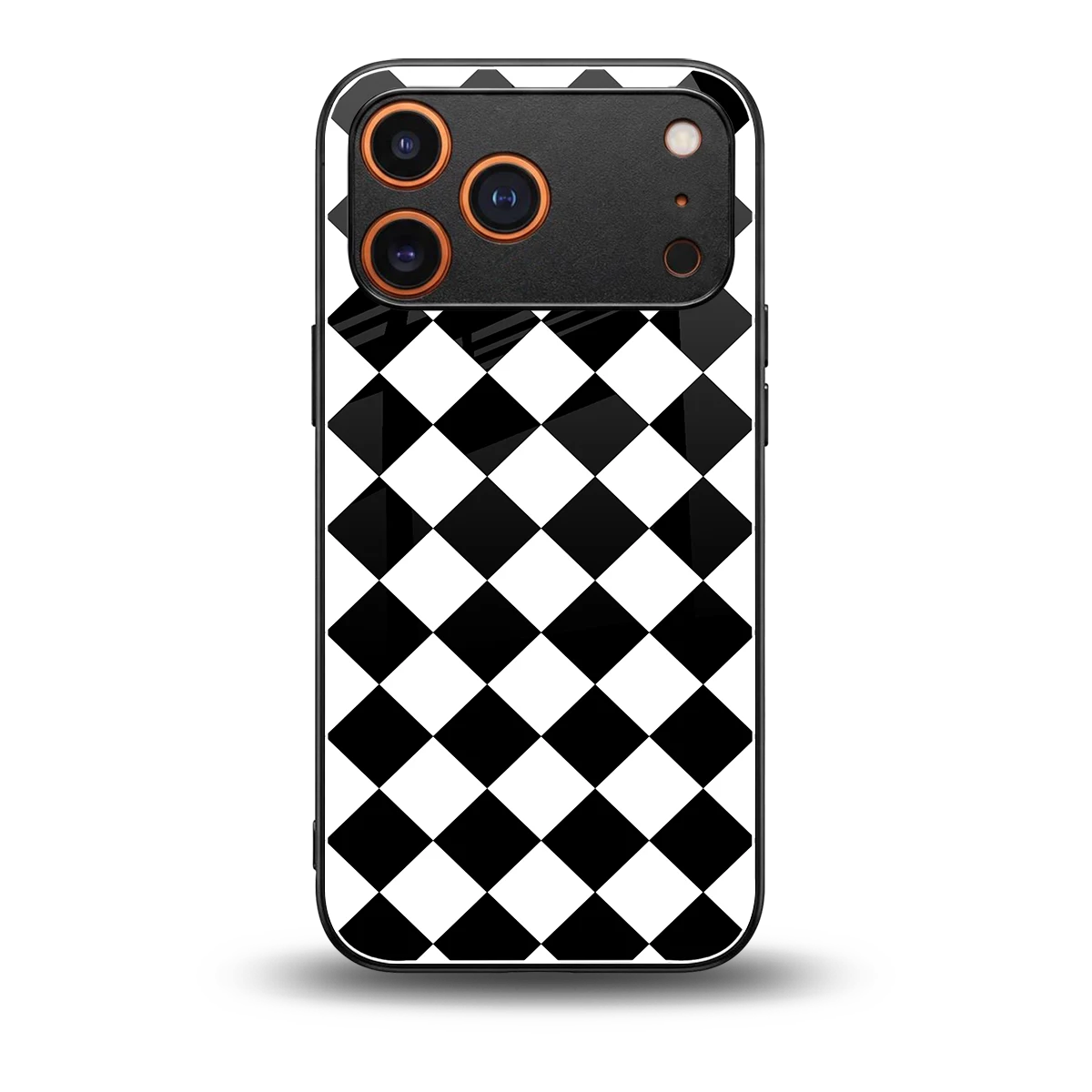 Diamond Check back phone cover | glass case for iphone 17 pro