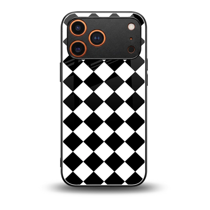 Diamond Check back phone cover | glass case for iphone 17 pro