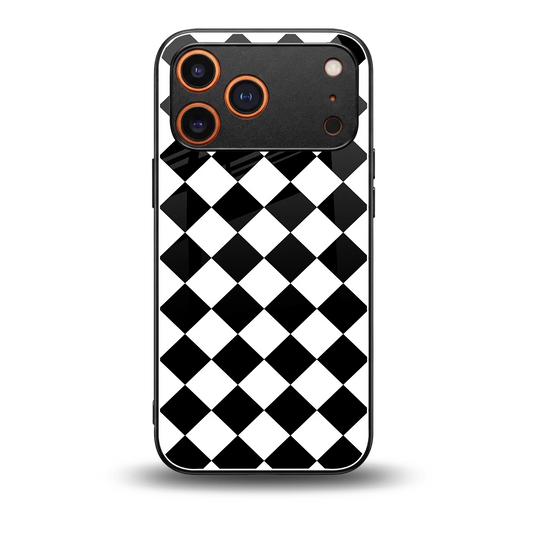 Diamond Check back phone cover | glass case for iphone 17 pro max