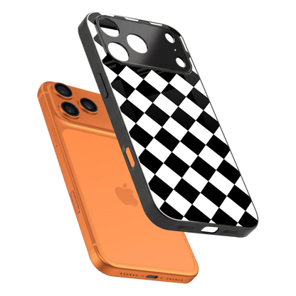 Diamond Check sleek iphone 17 pro cover with tempered glass back and TPU edges