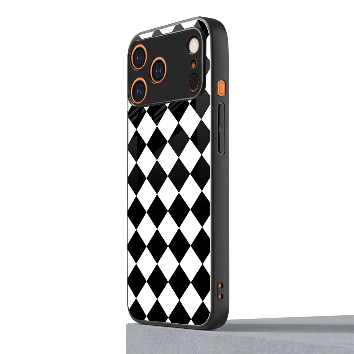 Diamond Check iphone 17 pro mobile cover | shockproof glass phone case