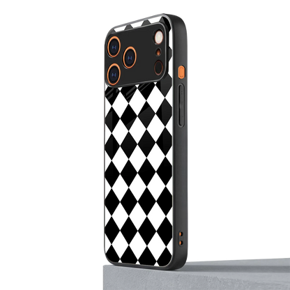 Diamond Check iphone 17 pro mobile cover | shockproof glass phone case