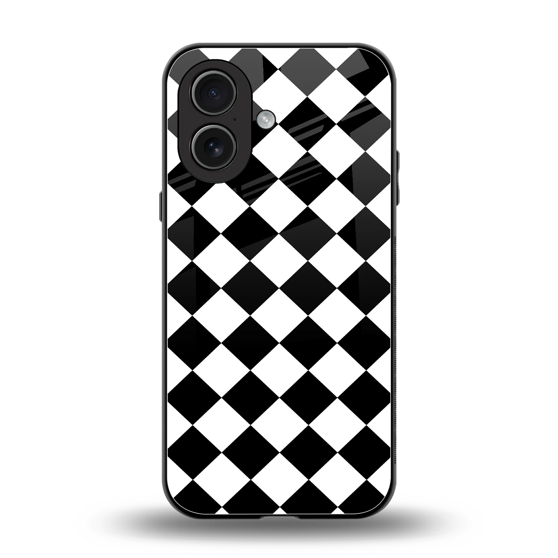 Diamond Check back phone cover | glass case for iphone 17