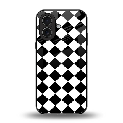 Diamond Check back phone cover | glass case for iphone 17