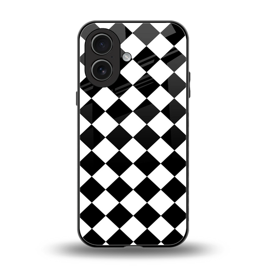 Diamond Check back phone cover | glass case for iphone 17