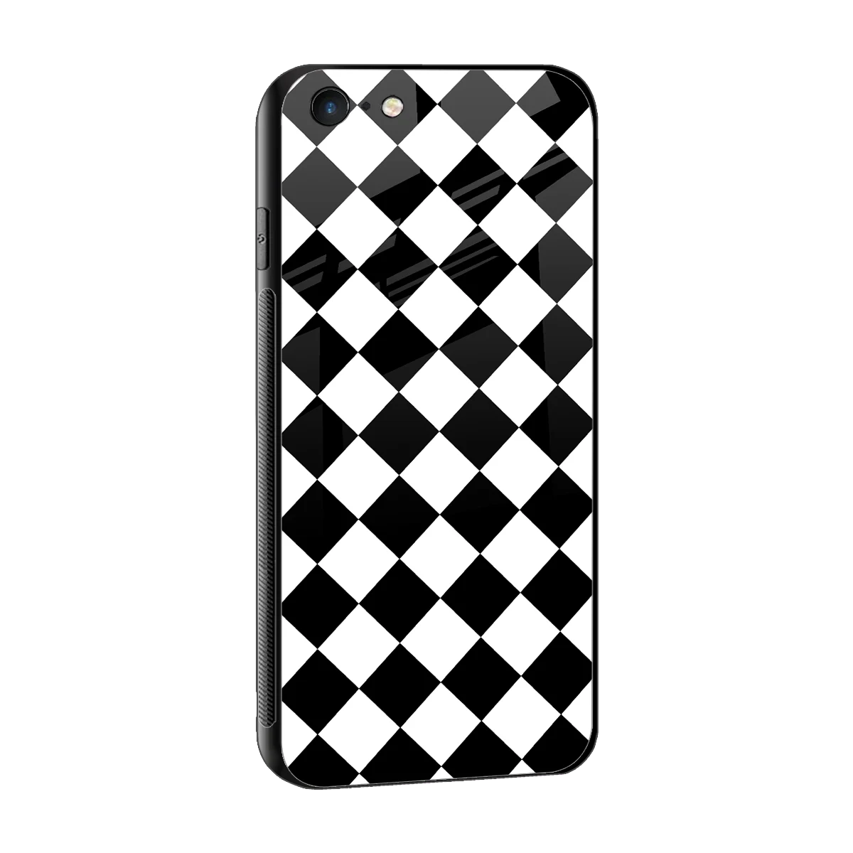 Diamond Check sleek iphone 6 cover with tempered glass back and TPU edges