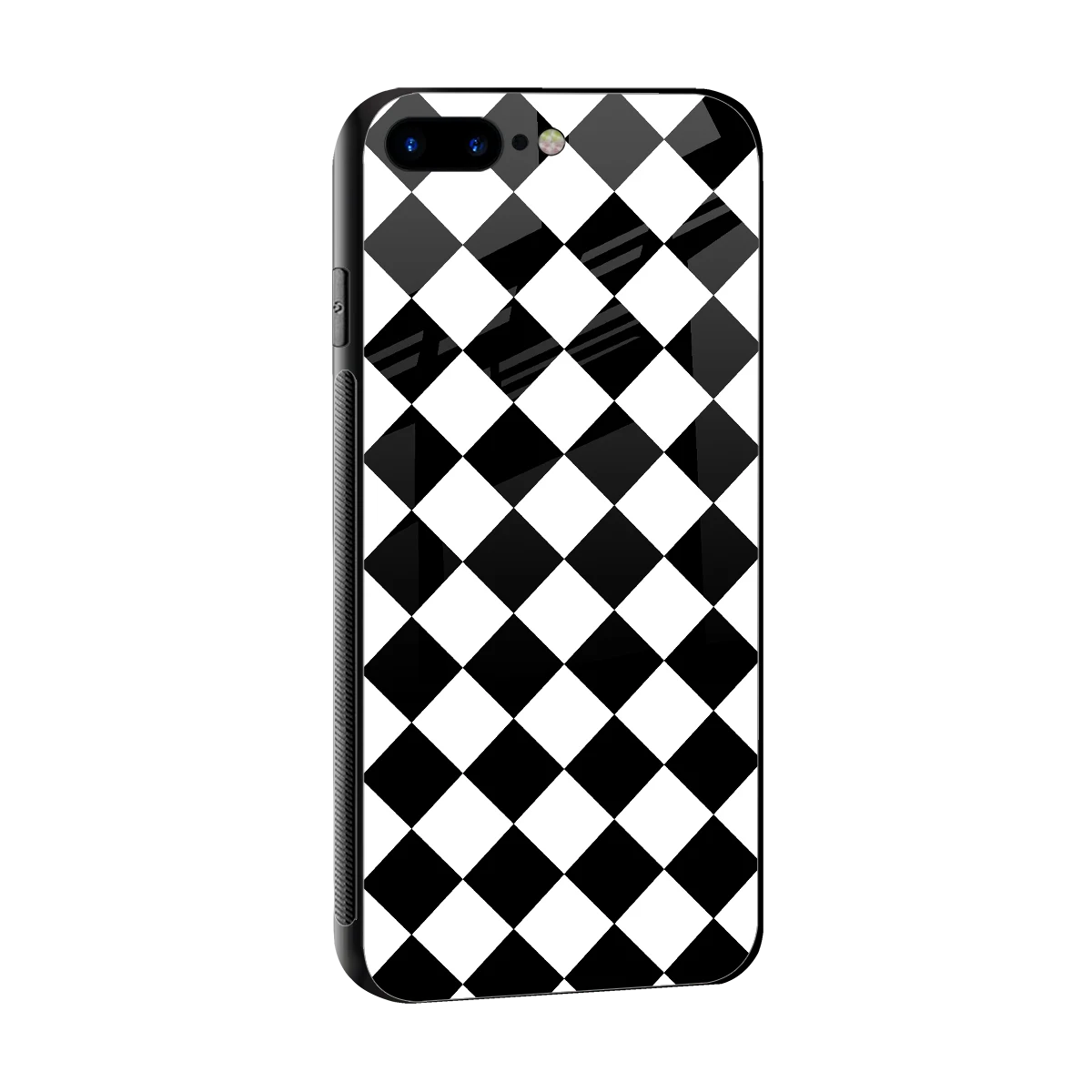Diamond Check sleek iphone 8 plus cover with tempered glass back and TPU edges